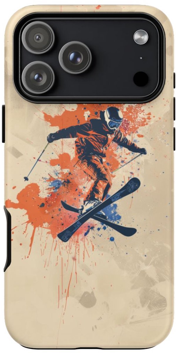 Skiër met Verfspatten – Telefoonhoesje Geschikt voor iPhone 17 Pro Max