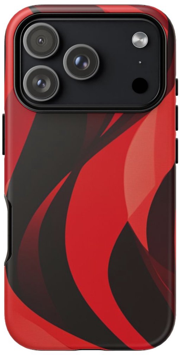 Abstract Rood-Zwart Golvenpatroon – Telefoonhoesje Geschikt voor iPhone 17 Pro