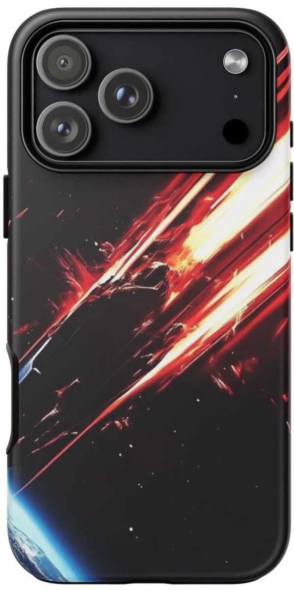 Vurige Meteoor Richting Aarde – Telefoonhoesje Geschikt voor iPhone 17 Pro Max
