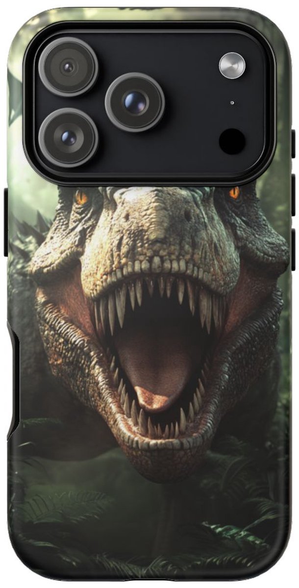 Stoere Dinosaurus in de Jungle – Telefoonhoesje Geschikt voor iPhone 17 Pro