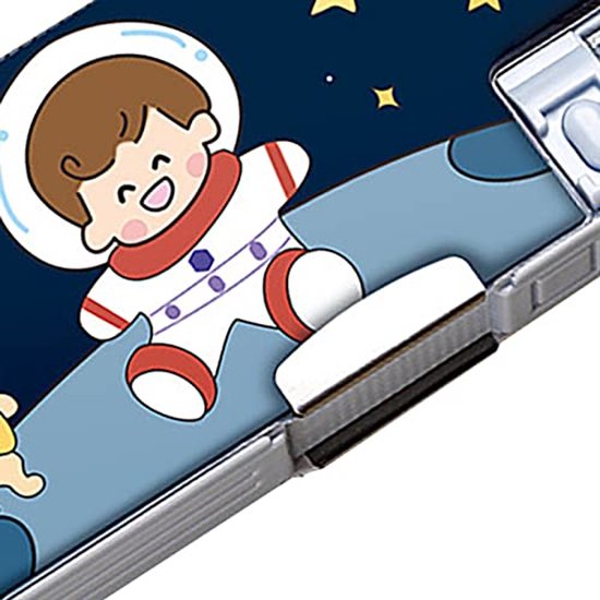 Large Pencil Case, Cartoon Multiple Slots Pencil Case Magnetic for Outing (Spaceman) — afbeelding 2