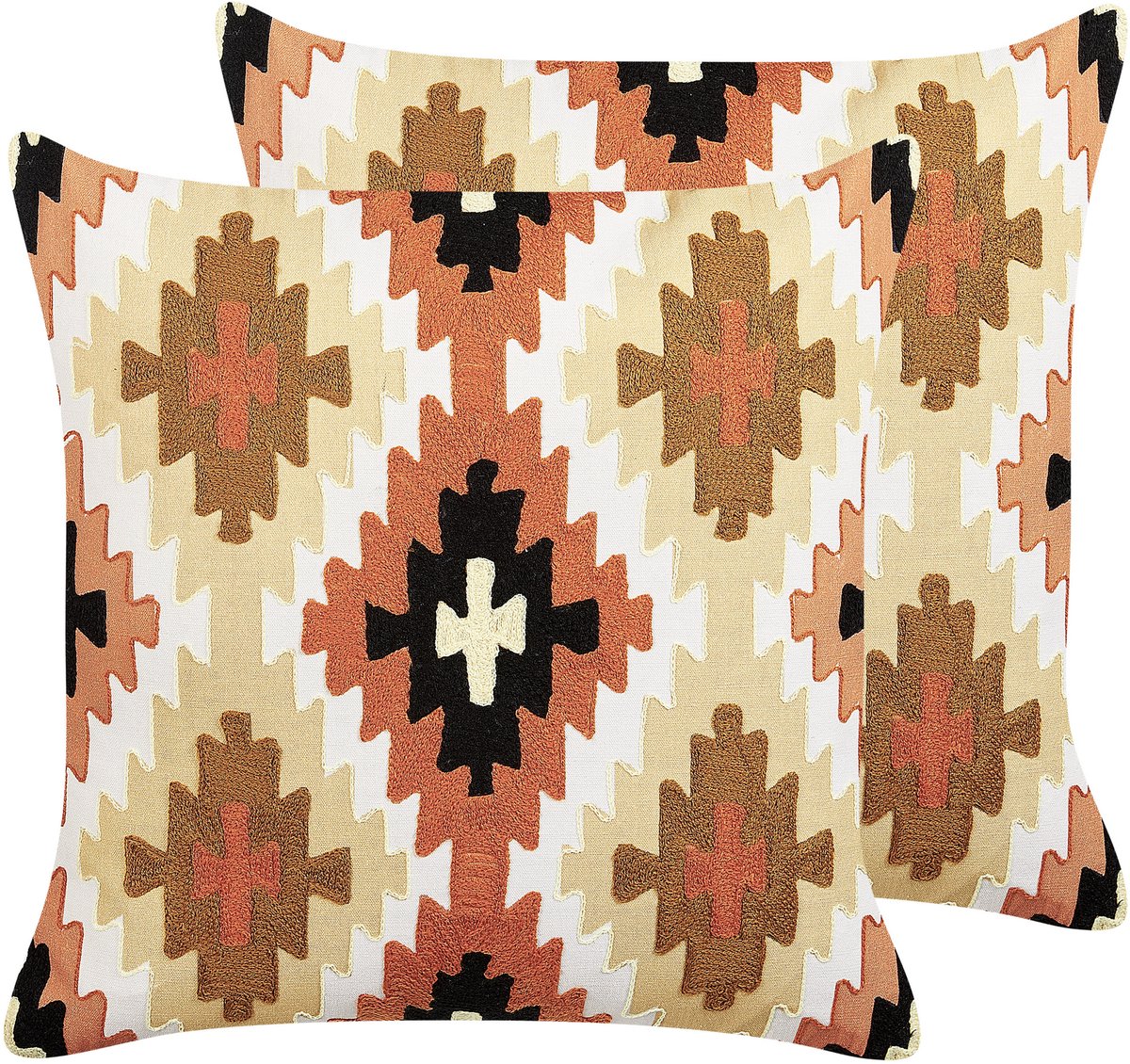 Beliani SERAMPORE - Sierkussen set van 2 - Multicolor - 50 x 50 cm - Katoen Meerkleurig