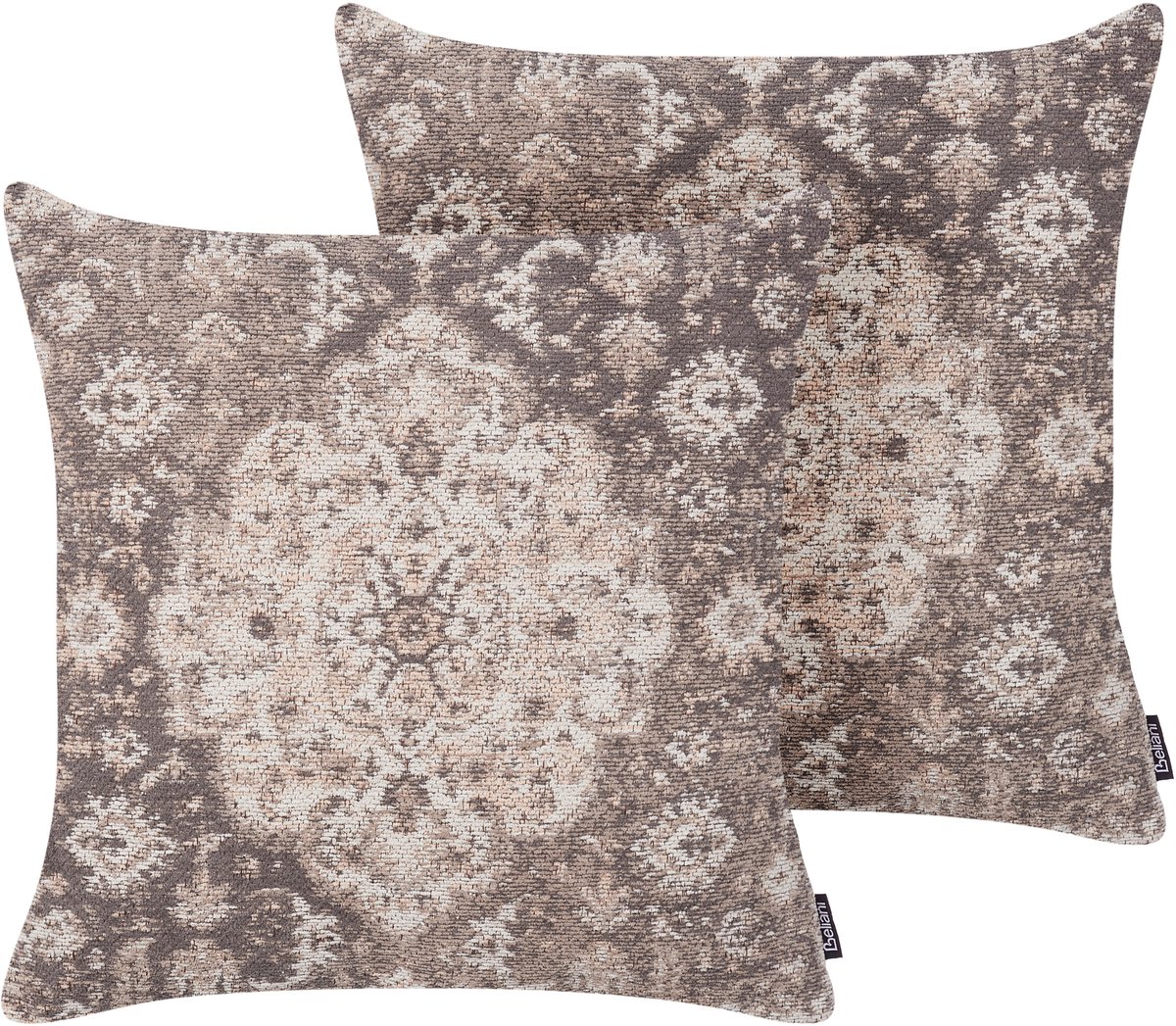 Beliani MIMISAL - Sierkussen set van 2 - Lichtbruin - 45 x 45 cm - Katoen
