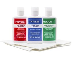 Novus Complete Plastic Polish Kit – 3-Delig Reinigingsset voor Plastic & Acrylaat – #1 Clean & Shine / #2 Fine, #3 Heavy Scratch Remover + Polish Mates
