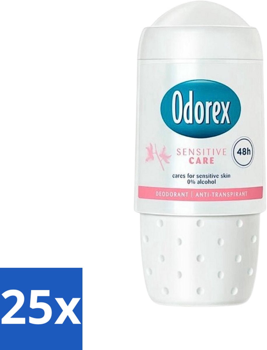 25 x Odorex Deodorant Roller Sensitive Care 50 ml - Gevoelige Huid - Deodorant - Roll-on - Huidvriendelijk - Alcoholvrij