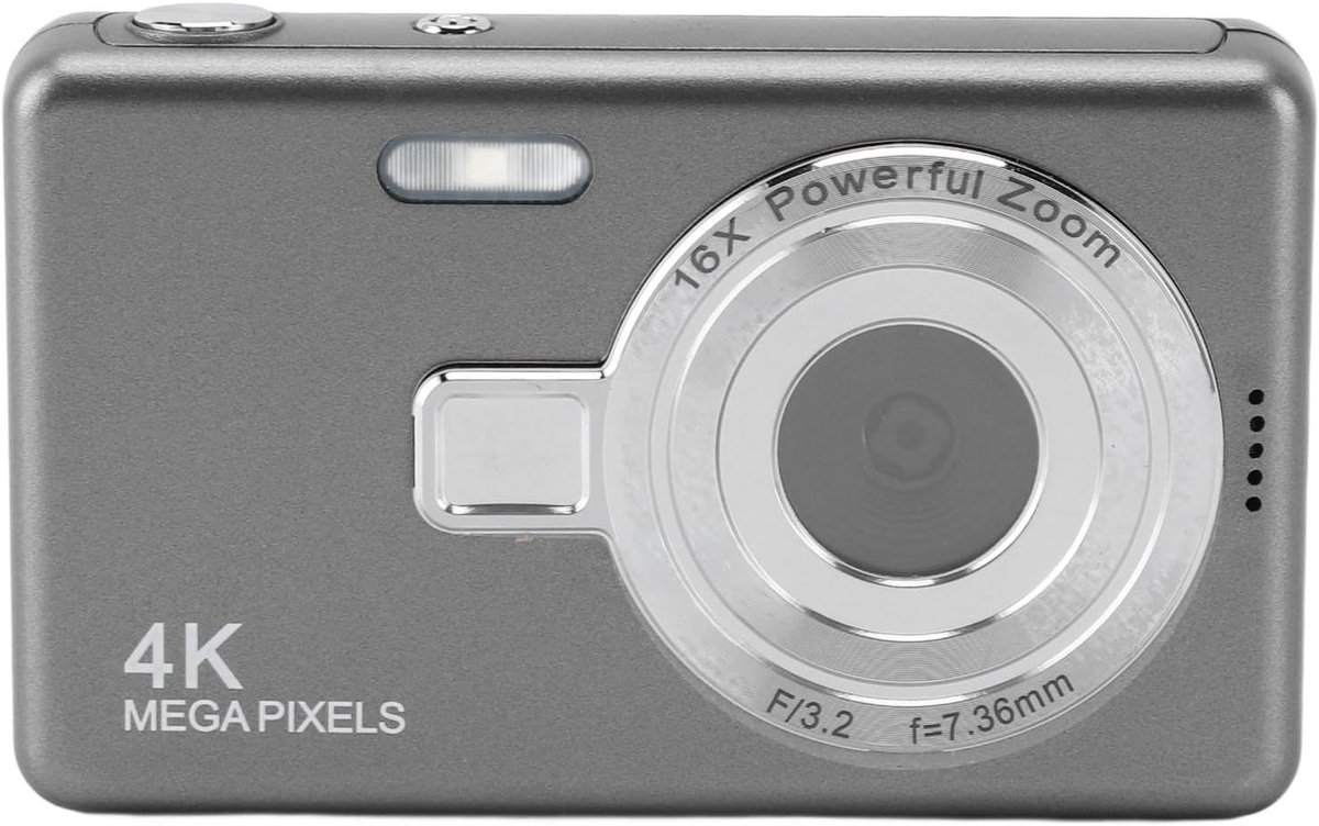 12MP Digitale Camera, 1080P Autofocus Vlogcamera met 16x Digitale Zoom, 2,4 Inch TFT-scherm voor Kinderen Compacte Draagbare richt- en Schietcamera's (GRAY)