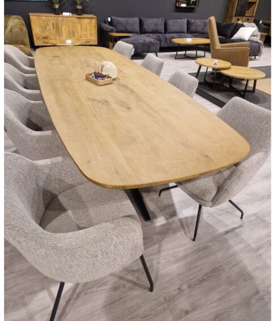 Table à manger ovale danoise en bois de manguier Colorado 260x110 cm