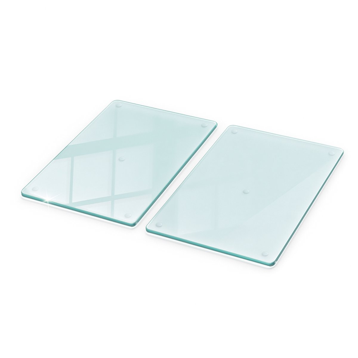 Wallfluent Glazen Snijplank - SET van 2 STUKS 30 cm x 52 cm - Transparant Anti-Slip Snijplanken - Rechthoekig - Dienblad - Keukenbenodigdheden - Snijplank Glas - Minimalistische Keukenaccessoires