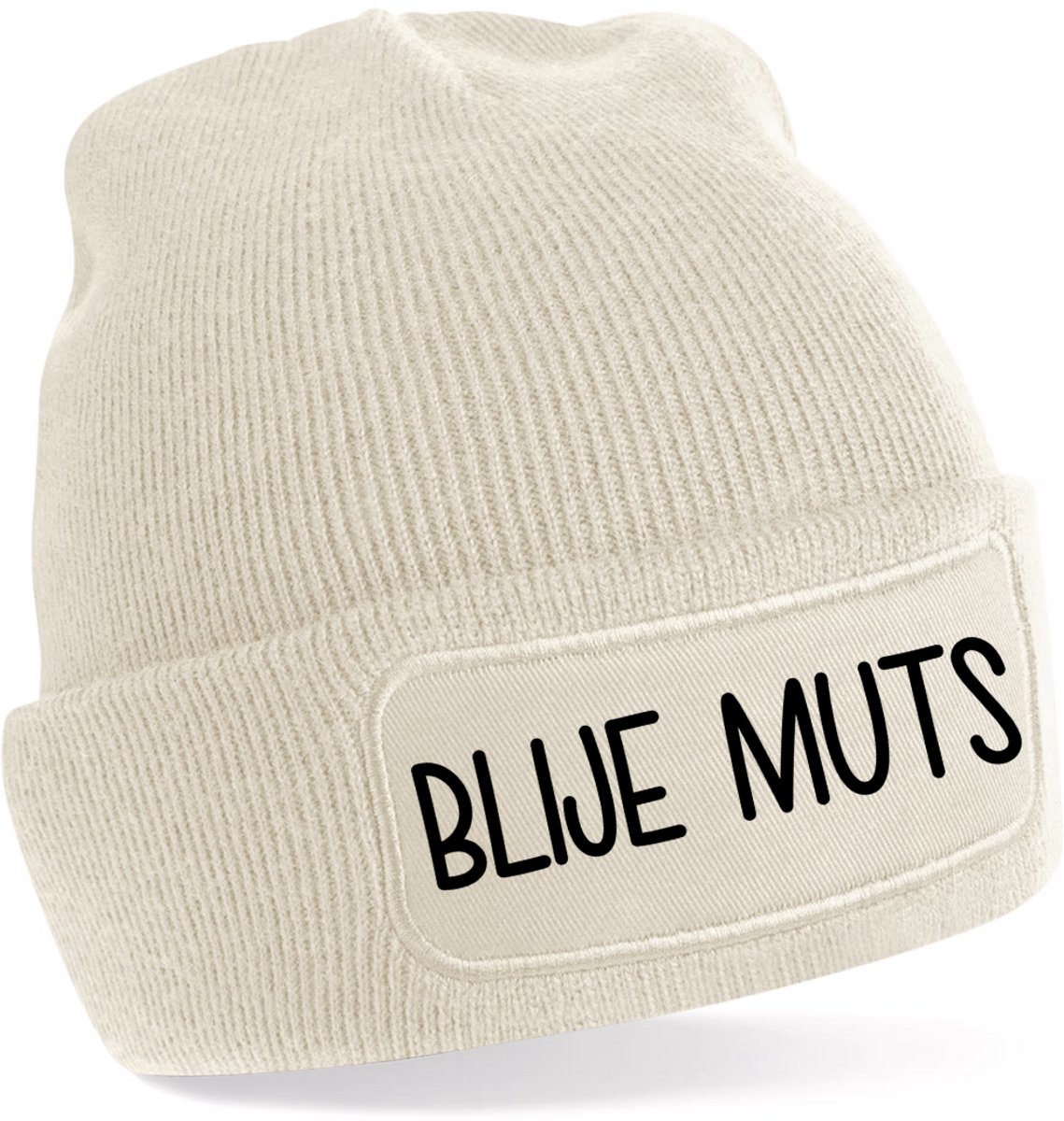 Beanie-BLIJE MUTS-kado-wintermuts-grappig-almond-zwart-skimuts