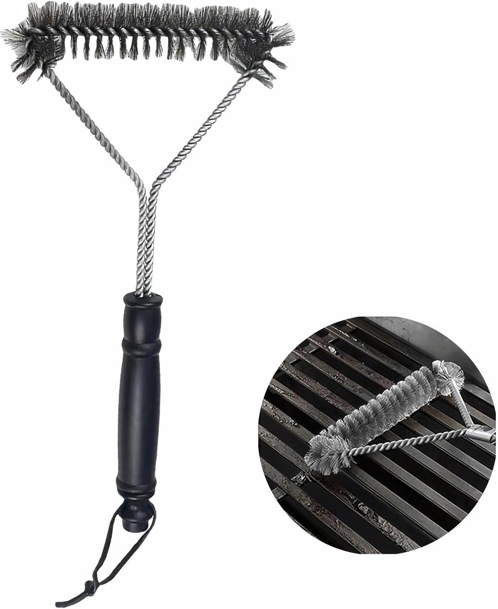 Daity 1-Pack - BBQ borstel - bbq accesoires - 12 inch zwaar roestvrij staal - Y-vormig ontwerp met lange steel en extra brede kop - BBQ-reinigingsgereedschap