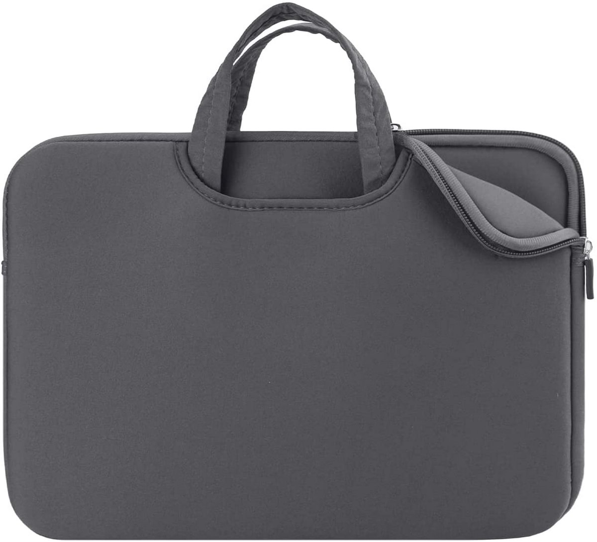 Laptophoes voor 15,6-inch laptops, beschermende, gevoerde draagtas met handvat en vak voor mannen en vrouwen (grijs)