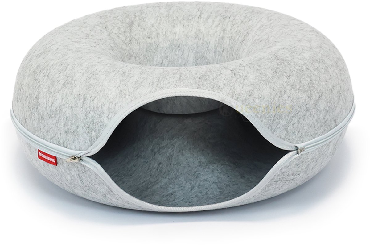 BioBedding – Donut White Edition – 2-in-1 Luxe Kattenhuis en mand – Ø 50 – 1 opening - Ritsbaar & Warm