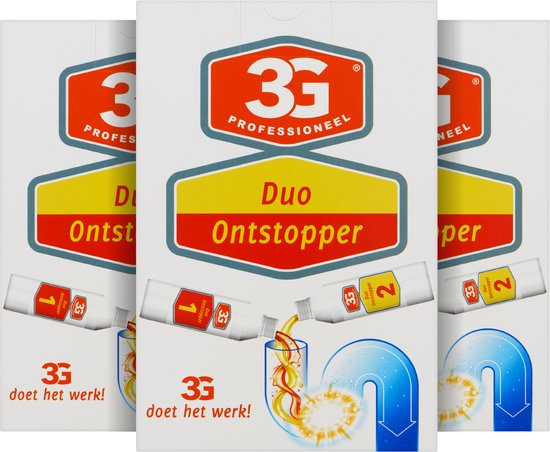 3x 3G Professioneel Duo ontstopper - Duo Ontstopper - Afvoer Ontstopper - Riool Ontstopper - Gootsteen Ontstopper - Twee Componenten - Krachtig - 3-Pack