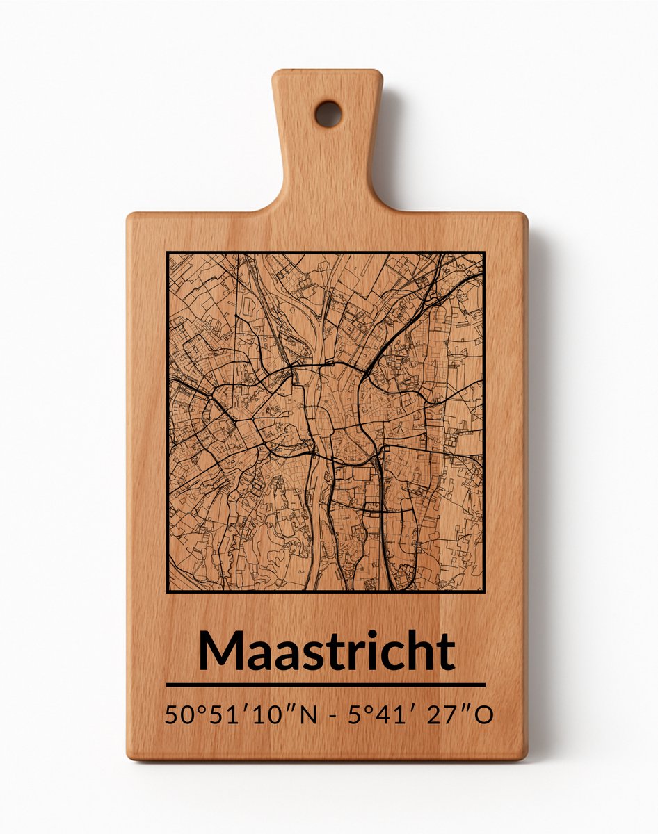 OakMan Objects - Houten Borrelplank - Maastricht Rechthoek - Tapasplank of Serveerplank - Duurzaam Beukenhout - Gegraveerd - 36x20x2 cm