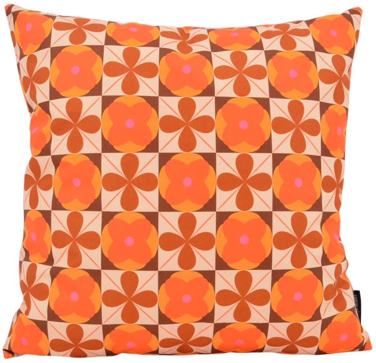 Gek op Kussens! Sierkussen Retro Style #11 | 45 x 45 cm | Katoen/Polyester Oranje-Roze