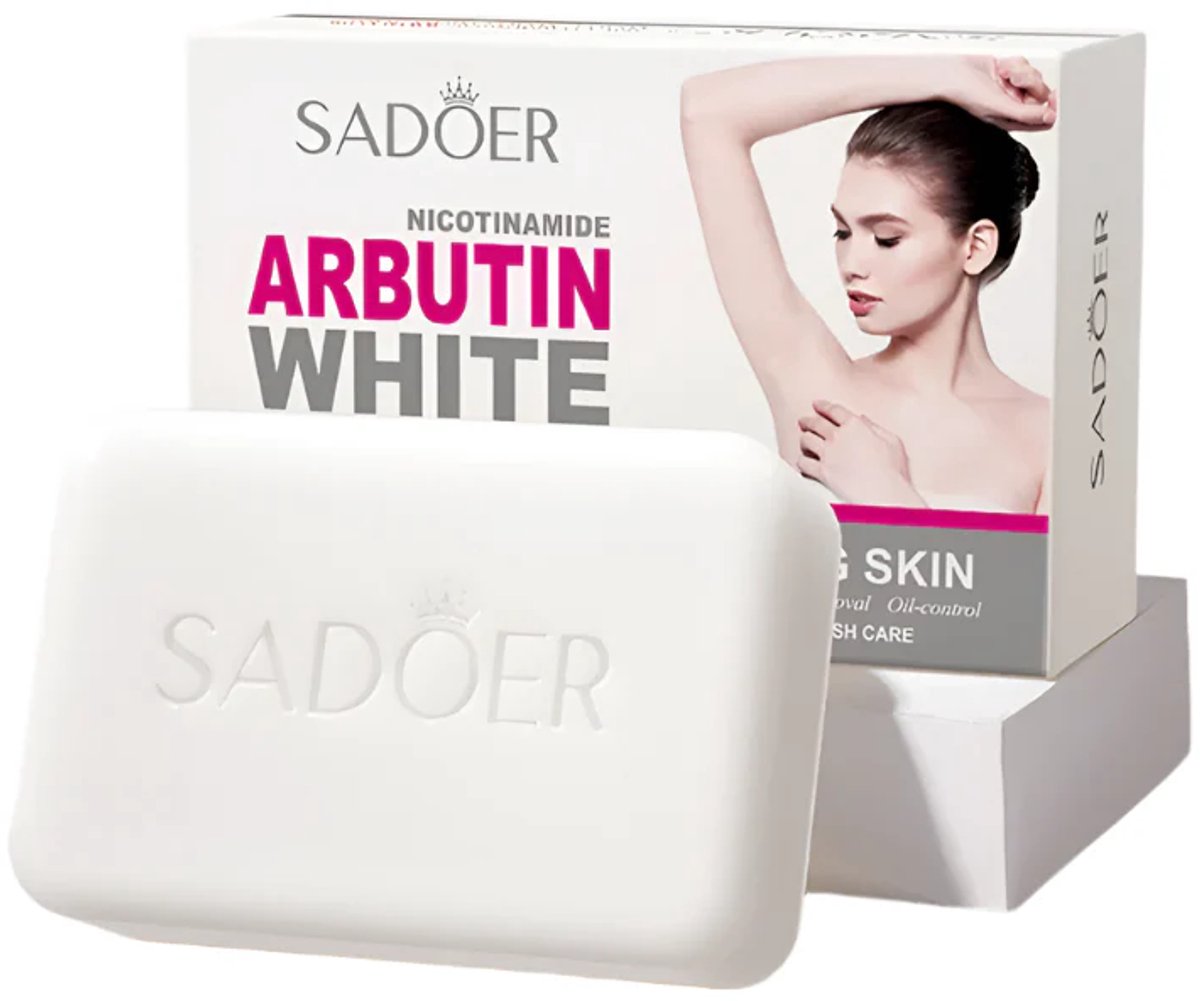 SADOER| Niacinamide Arbutin | Whitening Zeep | Witte zeep | Dermatologisch | Huidreiniger Bar - Badzeep met Glycerine & , Kojic Acid , Hyaluronzuur voor Donkere Vlek Verwijderaar, Reinig en Hydrateer Huid| Zeepblok - Zeeptablet - Wonder Zeep - 100gr