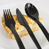 KURTT Herbruikbare Bestekset Zwart 19 cm - 300 Stuks - 100x Vorken, 100x Messen 100x Lepels - Plastic Bestek - Vaatwasbestendig en BPA-vrij