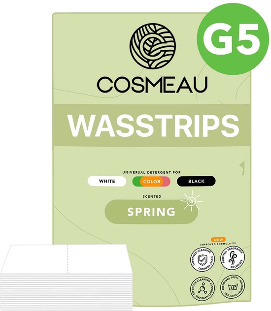 Cosmeau G5 Wasmiddel Wasstrips 120 5-Enzymen Wasbeurten Lentefris - Wasvellen - Wasmiddeldoekjes - Detergent Sheets - Bamboozy