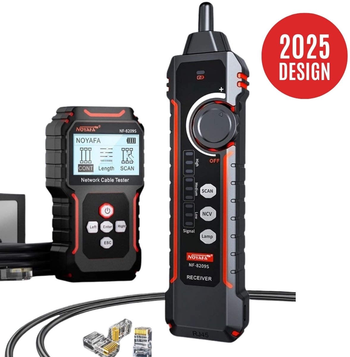 Fubzz Netwerkkabeltester - Kabeltracker - PoE Checker - LCD scherm lengte meten Cat5 Cat6 - Wiremap tester netwerktools