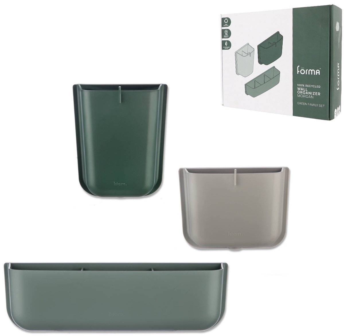 Forma Wand-opbergbakken Morgan – Set van 3 – 29 cm – Opbergen – Kunststof