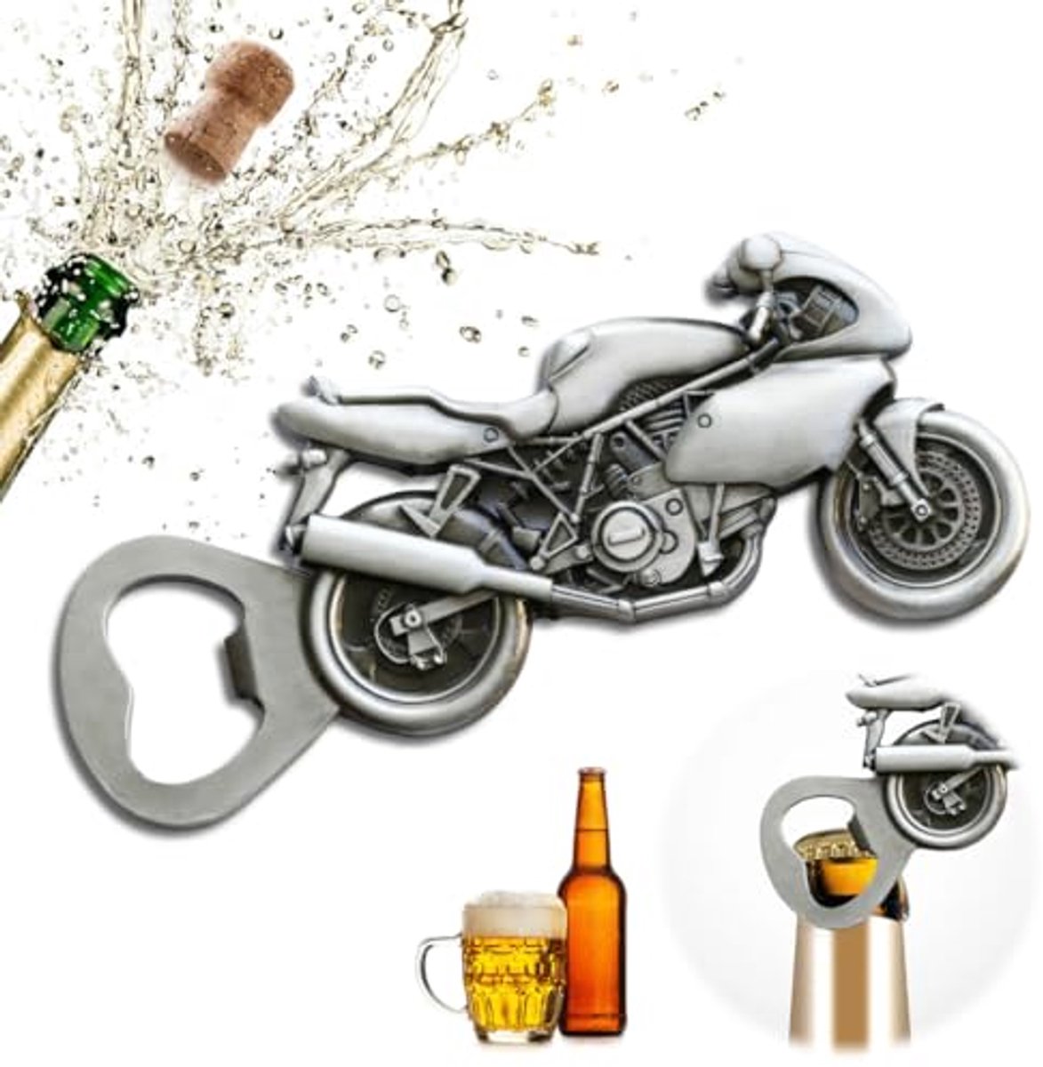 Vintage Flesopener Motorfiets - Perfect Cadeau voor Mannen en Motorliefhebbers