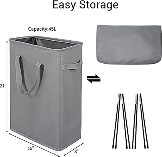 Opvouwbare Wasmand Organizer STORAGE MANIAC Set Van 2 , Doorzichtige Mesh Tas Aan De Voorkant Slanke Mand Dubbele Kastmand Smalle Organizer Grijs 2827453273 Hangende Wasmand