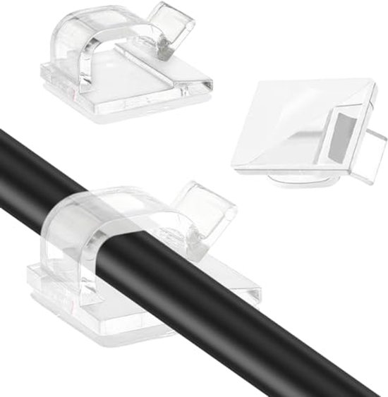 InLine Set van 10 kabelclips, 1-voudig, zelfklevend, zwart, voor