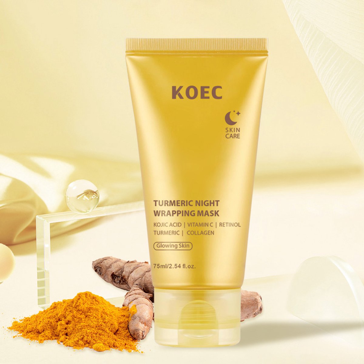 KOEC Turmeric Night Wrapping Mask – 75ml – Nachtmasker met Kurkuma, Vitamine C, Retinol & Collageen