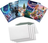 Inspra Studio – Luxe Kerstkaarten met Enveloppen – 5 Stuks – E-Sports & Gaming Wenskaarten – Artistieke Sportieve Illustraties met Winterse Sfeer