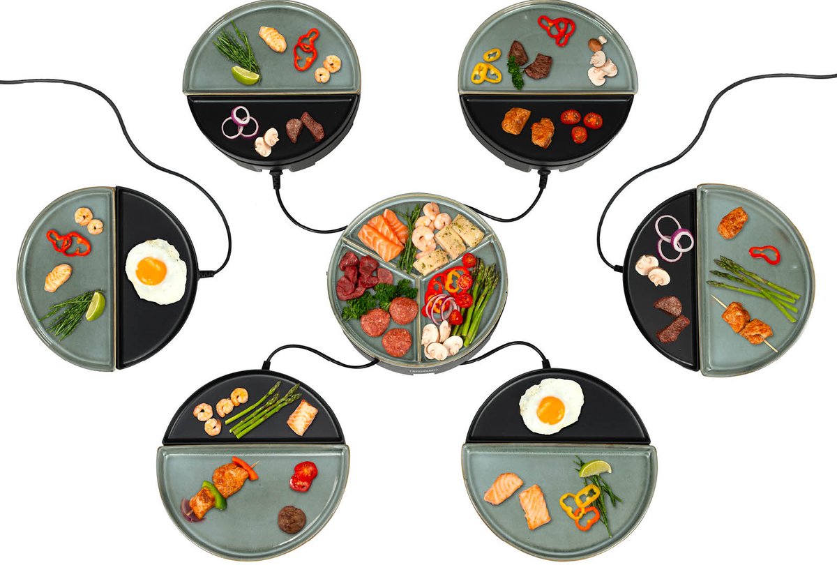 Bourgini Chef's Dinner Party Gourmetstel – Glazed Grey – 6 Personen – Bakplaat – PFAS-vrij - Vaatwasserbestendig