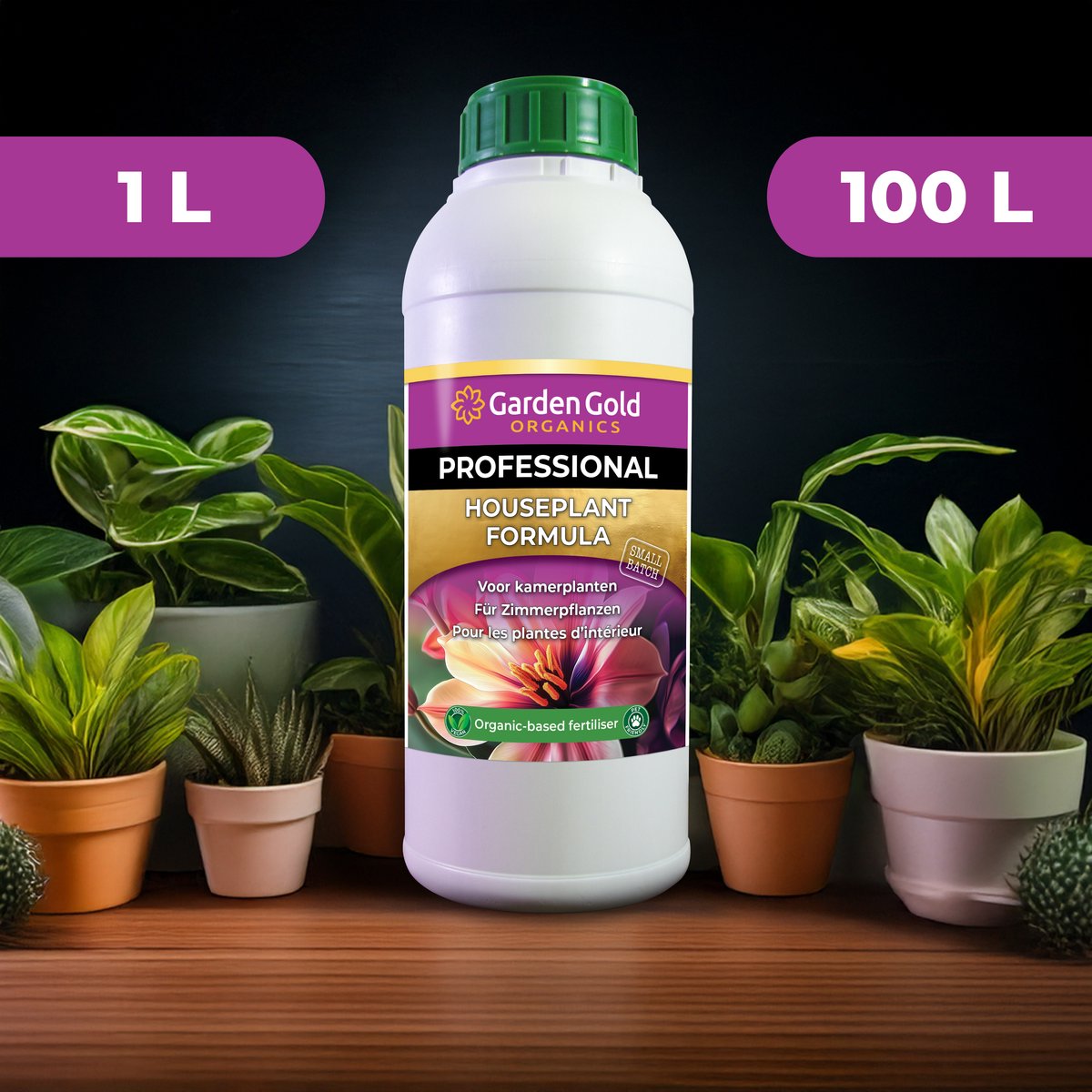 Garden Gold Biologische Kamerplanten Voeding – 1 L – Vloeibare Plantenvoeding voor Kamerplanten – 5–15 ml per 1 L Water