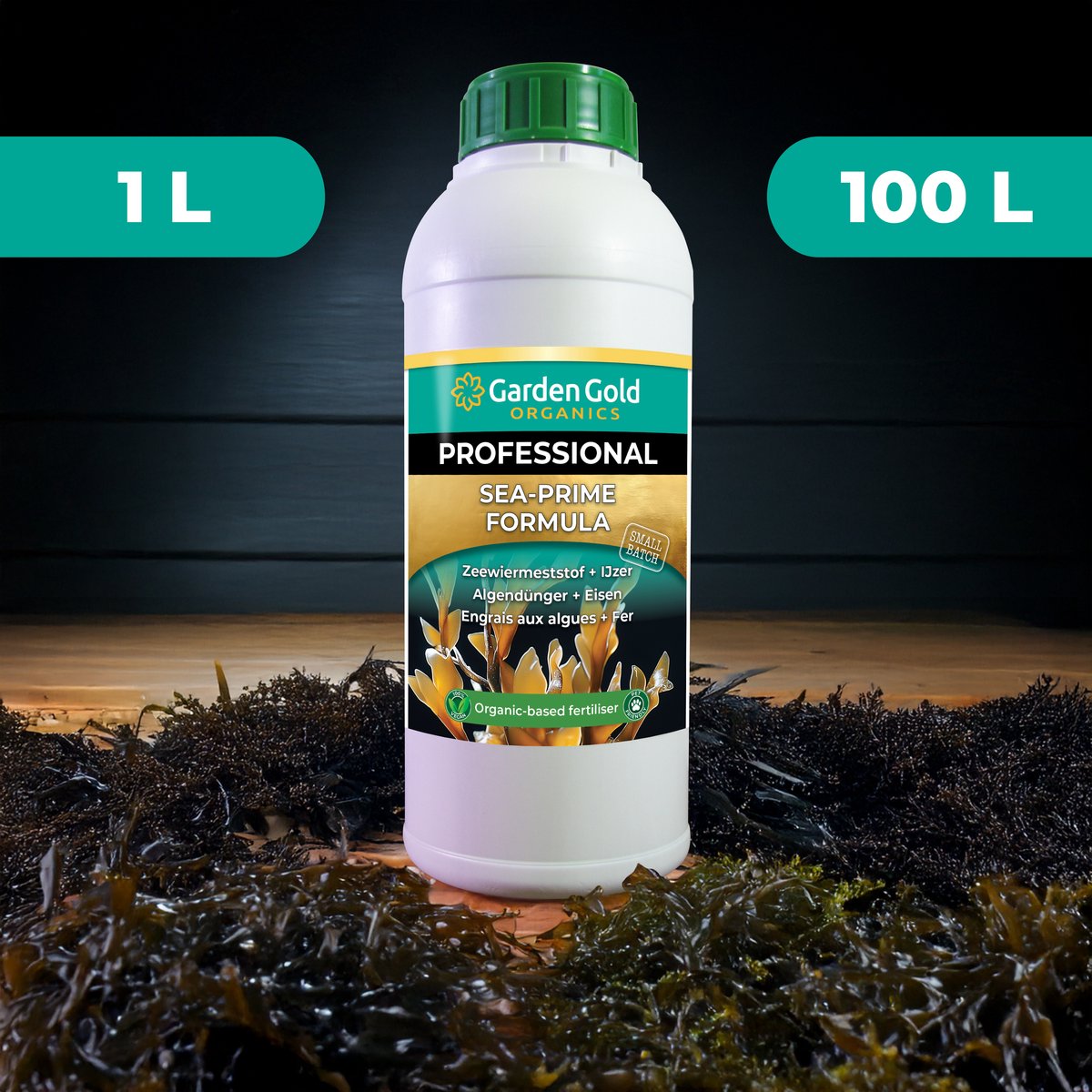 Garden Gold Biologische Vloeibare Zeewierbooster – 1 L – Voor Blad & Wortelzone – Kamerplanten, Tuin, Moestuin en Gazon