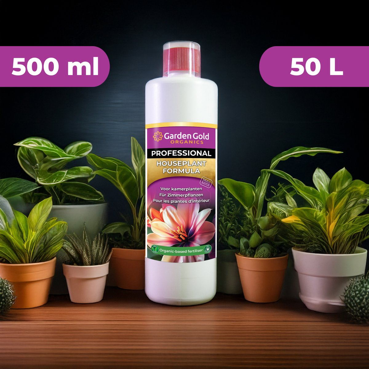 Garden Gold Biologische Kamerplanten Voeding – 500 ml – Vloeibare Plantenvoeding voor Kamerplanten – 5–15 ml per 1 L Water