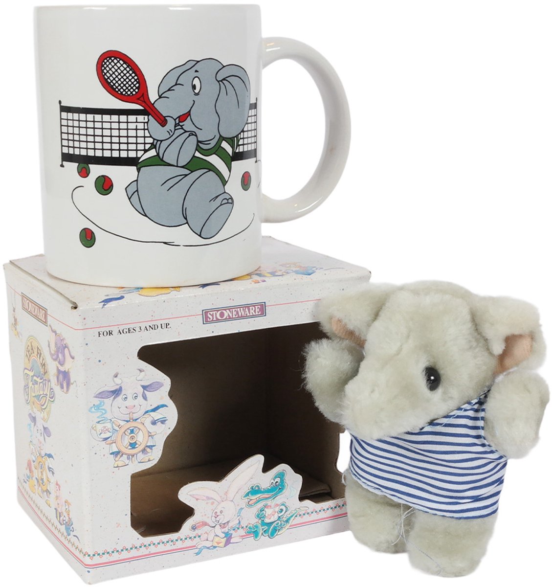 PIA Soft Toys - Olifant mok met pluche - 10 cm