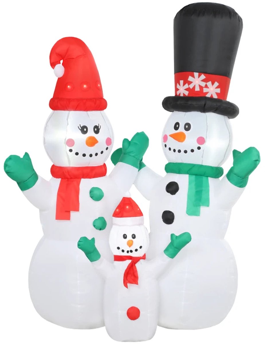 1,8 m Opblaasbare Kerstfiguren - Sneeuwpopfamilie Kerstversiering - met LED-verlichting - Weerbestendig - Kerstdecoratie - Vakantiedecoratie - Kerst - 165x80x180 cm