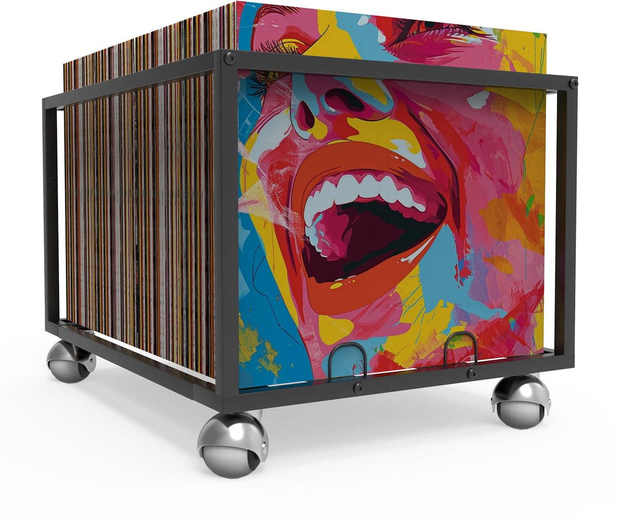 Azomor® Mobiele vinylopslag met stevige metalen structuur voor 100 platen