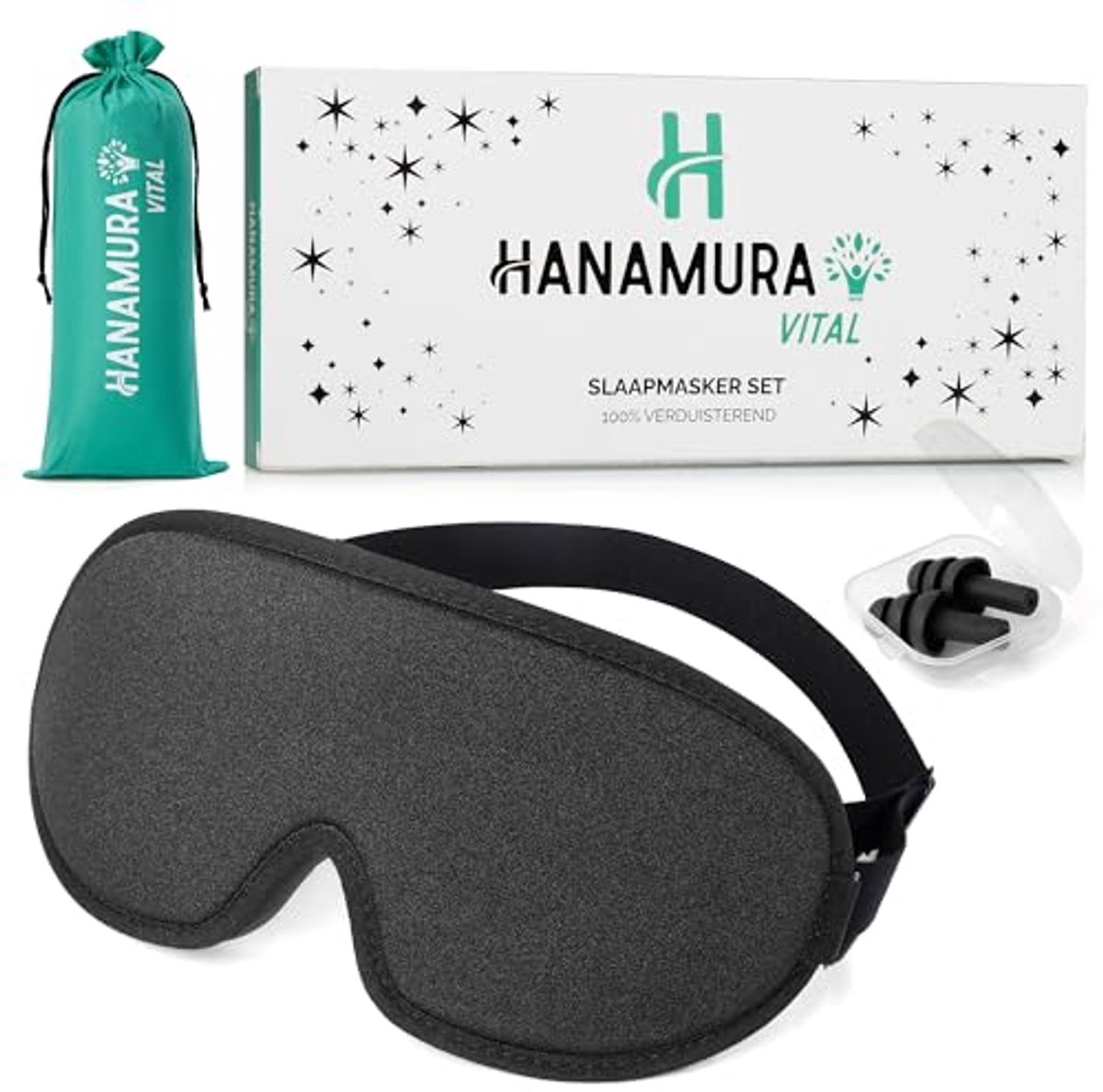 Slaapmasker Set met Oordopjes en Opbergtasje - Comfortabel en Lichtdicht voor Dromen en Ontspanning