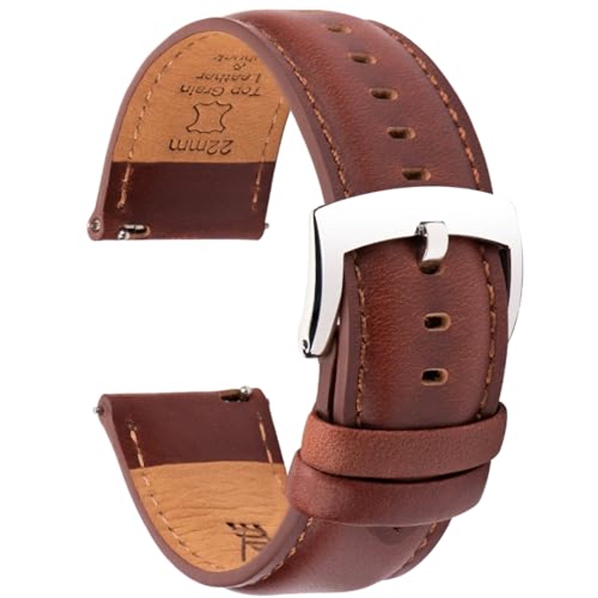 Leren Horlogeband met Snelsluiting 18mm 19mm 20mm 21mm 22mm, Vintage Elegante Horlogeband van Echt Topnerfleer voor Dames en Heren