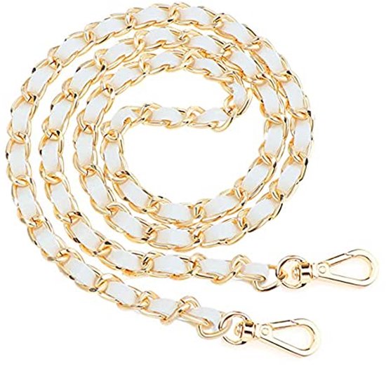 QUARKZMAN Taschenkette Geldbörse Kettenriemen, 100cm Taschenriemen Handtaschenketten Geldbörsengurte für Schultertaschen Crossbody Taschen Ersatzriemen(Himmelblaues Band Silberne Kette