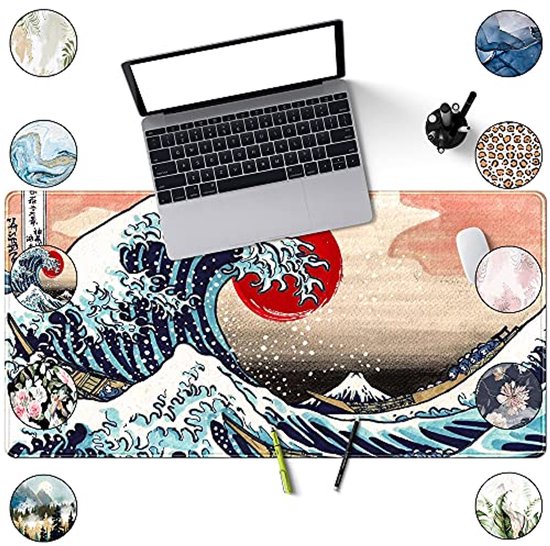 Grote Gaming Muismat met Aquarel Design - 80 x 40 cm - Stik rand en Antislip Onderzijde — afbeelding 4