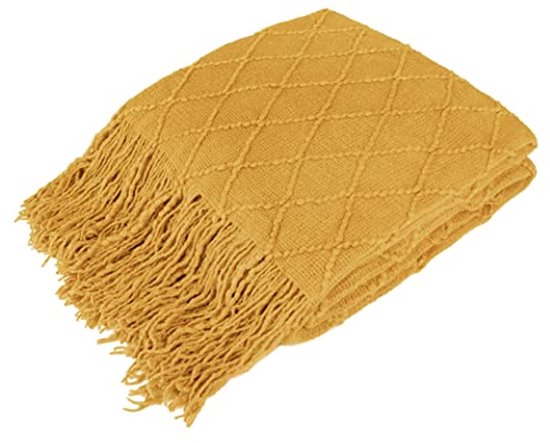 Zwarte katoenen gebreide deken voor bank sofa stoel bed thuis decoratieve kabel gebreide dekens, 127 x 152 cm cadeau een waszak