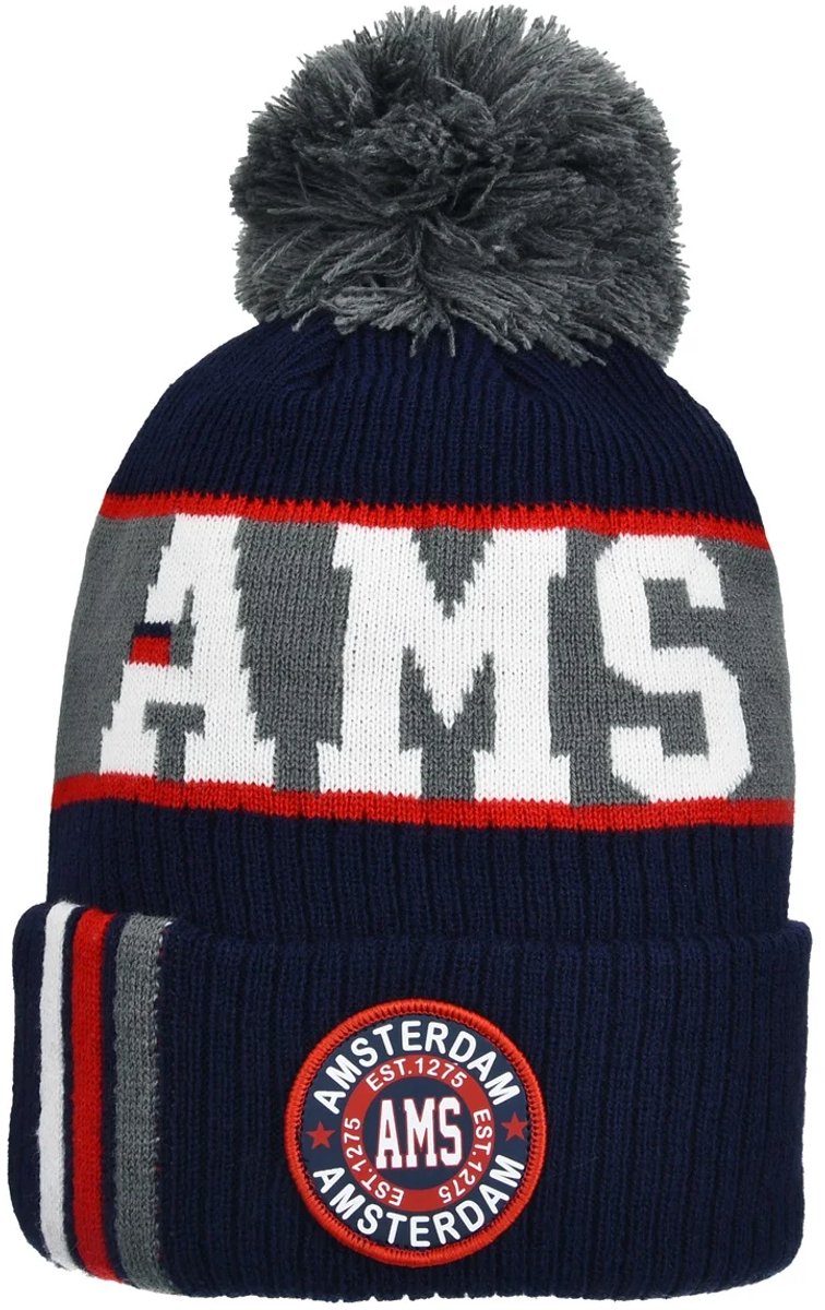 Robin Ruth - Korte Muts Amsterdam Blauw - Beanie Amsterdam patch