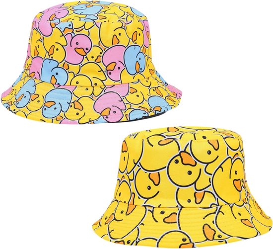 2 stuks vissershoeden emmerhoed, modieuze retro jaren 80 90 emmerhoed unisex omkeerbare vissershoed dubbelzijdige zonnehoed zomerfeesthoed grappige opvouwbare buitenvishoed