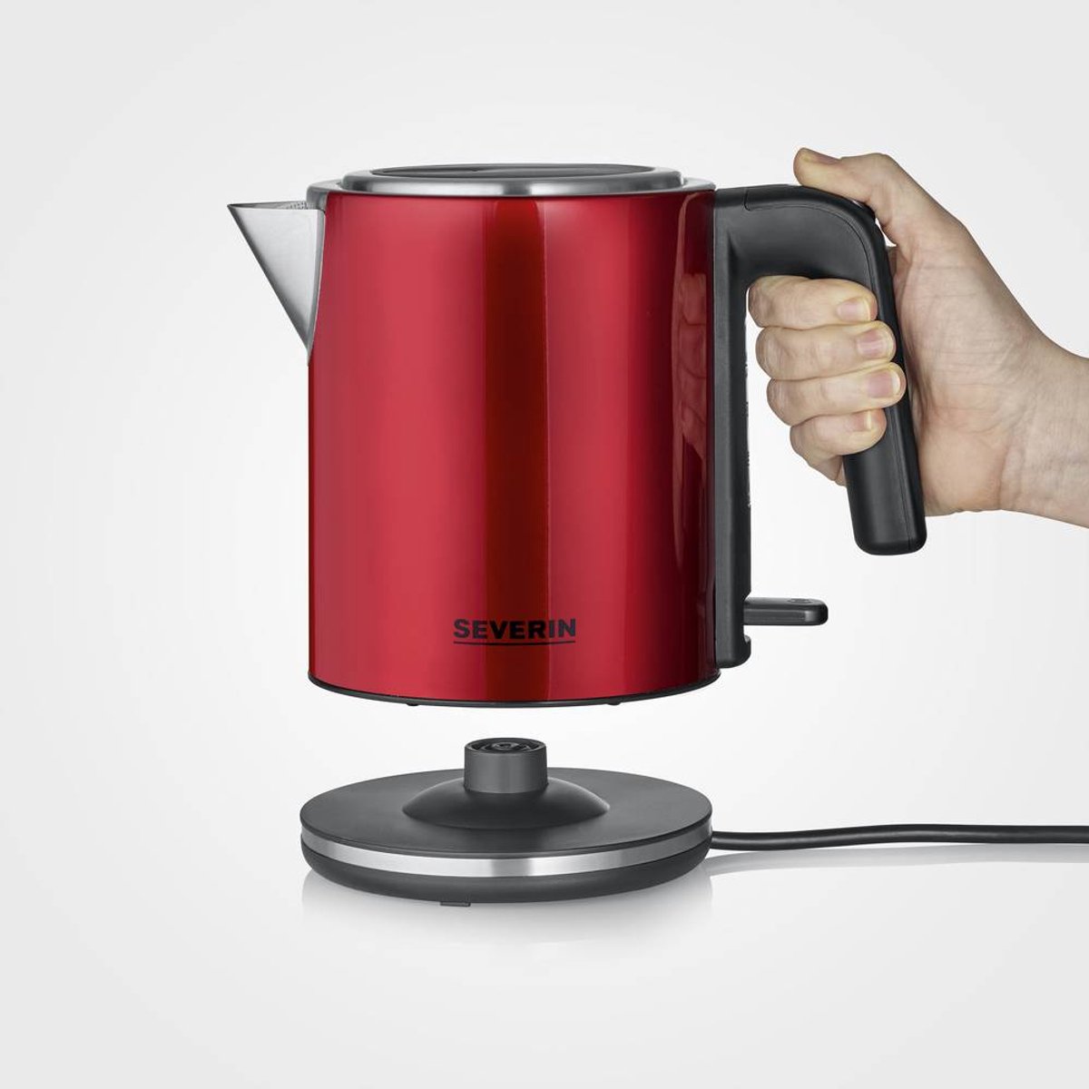 Severin WK 3427 - Waterkoker - hoogwaardig roestvrij staal - XXL-opening - bediening met één hand - Rood — afbeelding 2
