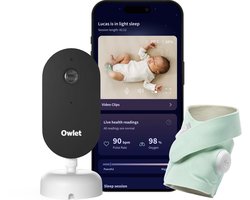 Owlet Dream Duo™ – Babyfoon met camera en baby monitor met alarm – Meet Hartslag, Zuurstof & slaapcyclus van 0 tot 18 maand – Medisch gecertificeerde babyphone - Munt
