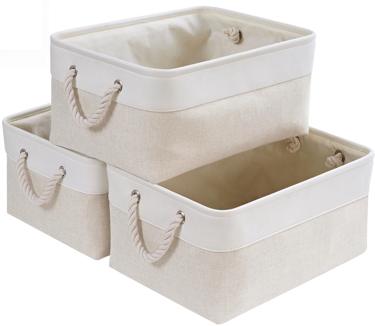 Azomor® Grote stoffen opbergdozen set van 3 met handgrepen voor diverse opslag