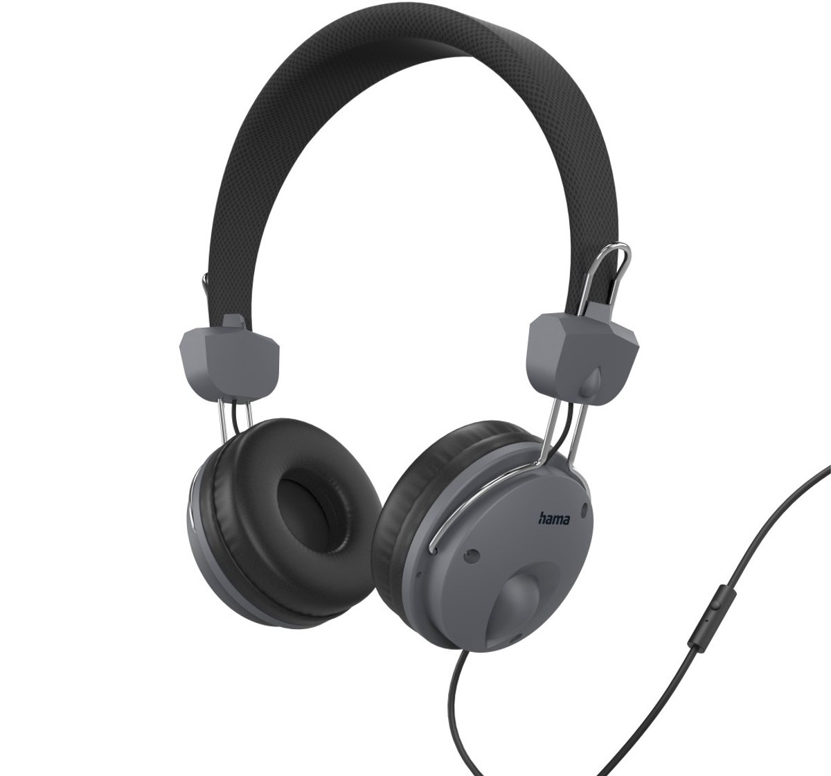 Koptelefoon Fun, on-ear, microfoon, snoerdoorvoer een zijde, zwart
