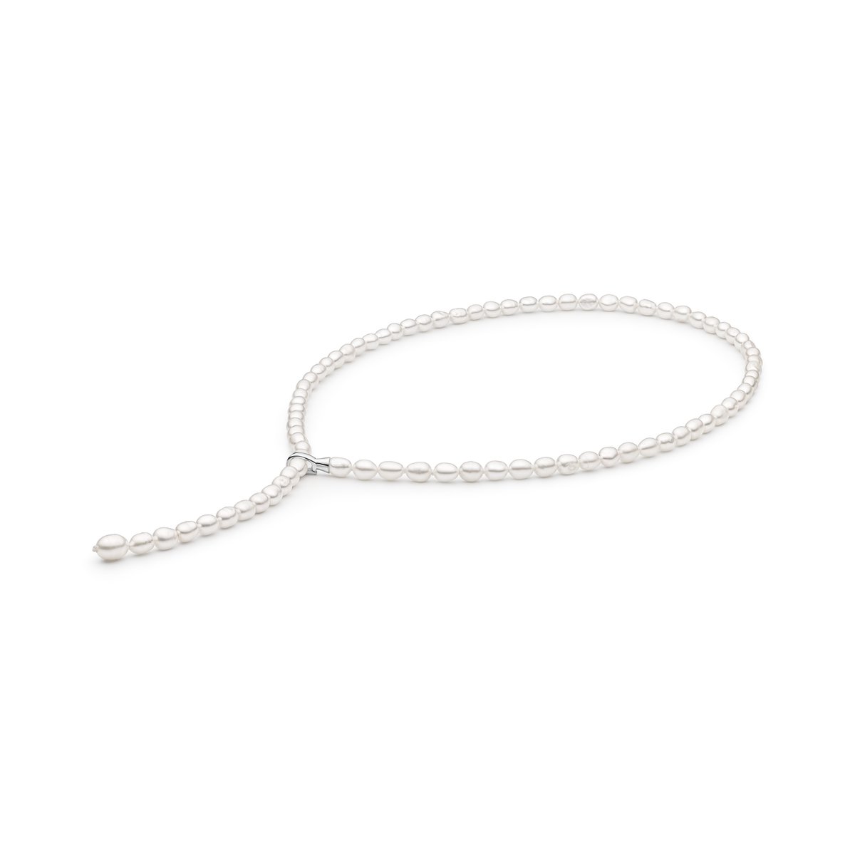 Gaura -Parelcollier met rijstvormige parels – Lengte 50 cm – Diameter 4,5–5 mm – Verstelbare sluiting