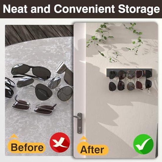 Zonnebril Organizer 3-Pack - Wandgemonteerde Houten Houder voor Brillen - Ideaal voor Opbergen en Decoratie van Merkloos — afbeelding 3