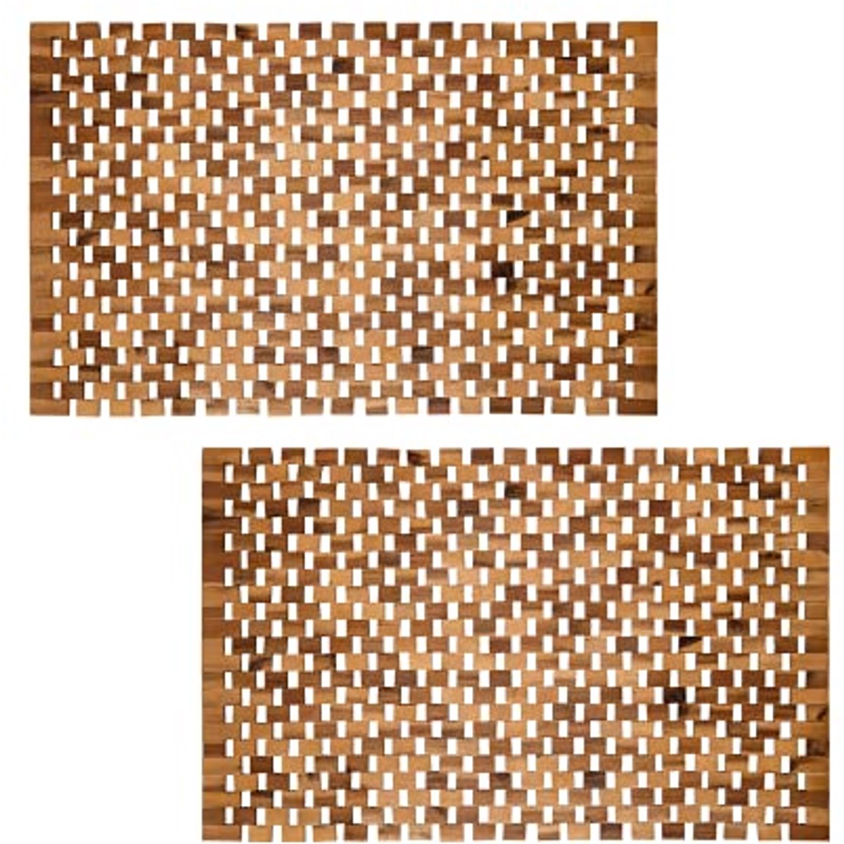 Houten Antislip Badmat Set van 2 - Duurzaam en Onderhoudsvriendelijk 60 x 100 cm